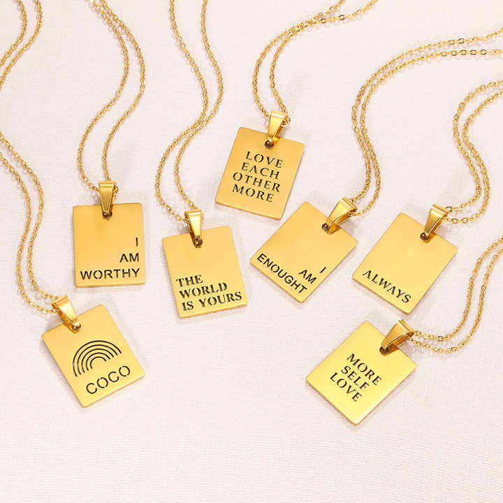 Simple Letter Design Pendant Glossy Stainless Steel Gold Plating Cross