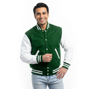 <b>Men's</b> <b>Smart</b> Stylish Winter <b>Jacket</b> High Street Design with Wool Body and Genuine Leather Sleeves CollegeBaseballjacket <b>for</b> <b>men</b> - Product Image 1