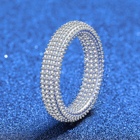 Anillos de Eternidad de Plata Pura 925 con Moissanita VVS de 1.1mm, Joyería Hiphop Unisex al por Mayor, Diamantes de Moissanita a Granel