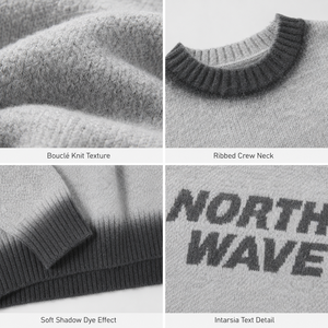 Herren Bouclé-Strickpullover Streetwear Rundhals-Pullover Oversized Box Fit Intarsia-Logo Flauschiger Strickpullover Maßgefertigte Herren-Strickware - Product Image 3