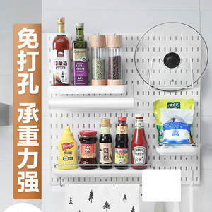 White Wall-Mounted Pegboard Shelf Plastic Single Layer Kitchen Storage Custom Size <b>Suction</b> Cup Installation - Product Image 4