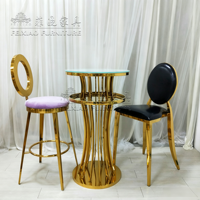 Table de bar en acier inoxydable doré de luxe pour banquet de mariage