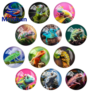 Aimants <span class=keywords><strong>de</strong></span> réfrigérateur <span class=keywords><strong>en</strong></span> verre personnalisés <span class=keywords><strong>en</strong></span> gros Meishan : Aimants <span class=keywords><strong>de</strong></span> réfrigérateur ronds <span class=keywords><strong>de</strong></span> <span class=keywords><strong>dessin</strong></span> animé d'animaux européens et américains, caméléon - Product Image 1