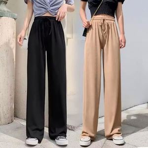 I-0287 New Women Summer Loose <b>Pants</b> High Waist Wide Leg Ice Silk Trousers Lady Casual Long <b>Pants</b> - Product Image 3