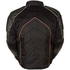 2025 Men's SH2153 Combo Black/Orange Armored Leather/Textile/Mesh Jacket <b>Motorcycle</b> & <b>Auto</b> <b>Racing</b> <b>Wear</b> - Product Image 1