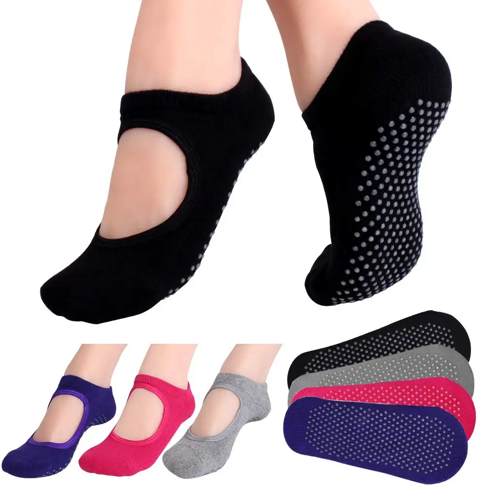Wholesale Rubber Grips Yoga Pilates Socks Anti Slip For Women Custom Made Best Design Trampoline Sock
