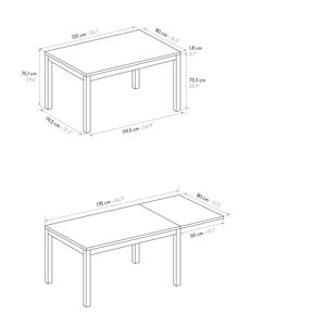 โต๊ะขยายได้ คอนกรีตสีเทา ฐานโลหะ 120x80 ซม. สำหรับรับประทานอาหารในร่ม - Product Image 4