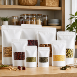 Sachet Doypack Personnalisé en Papier Kraft Blanc avec Fenêtre, Sac d'Emballage Alimentaire Refermable pour Noix, Bonbons, Fruits Secs, Snacks - Product Image 5