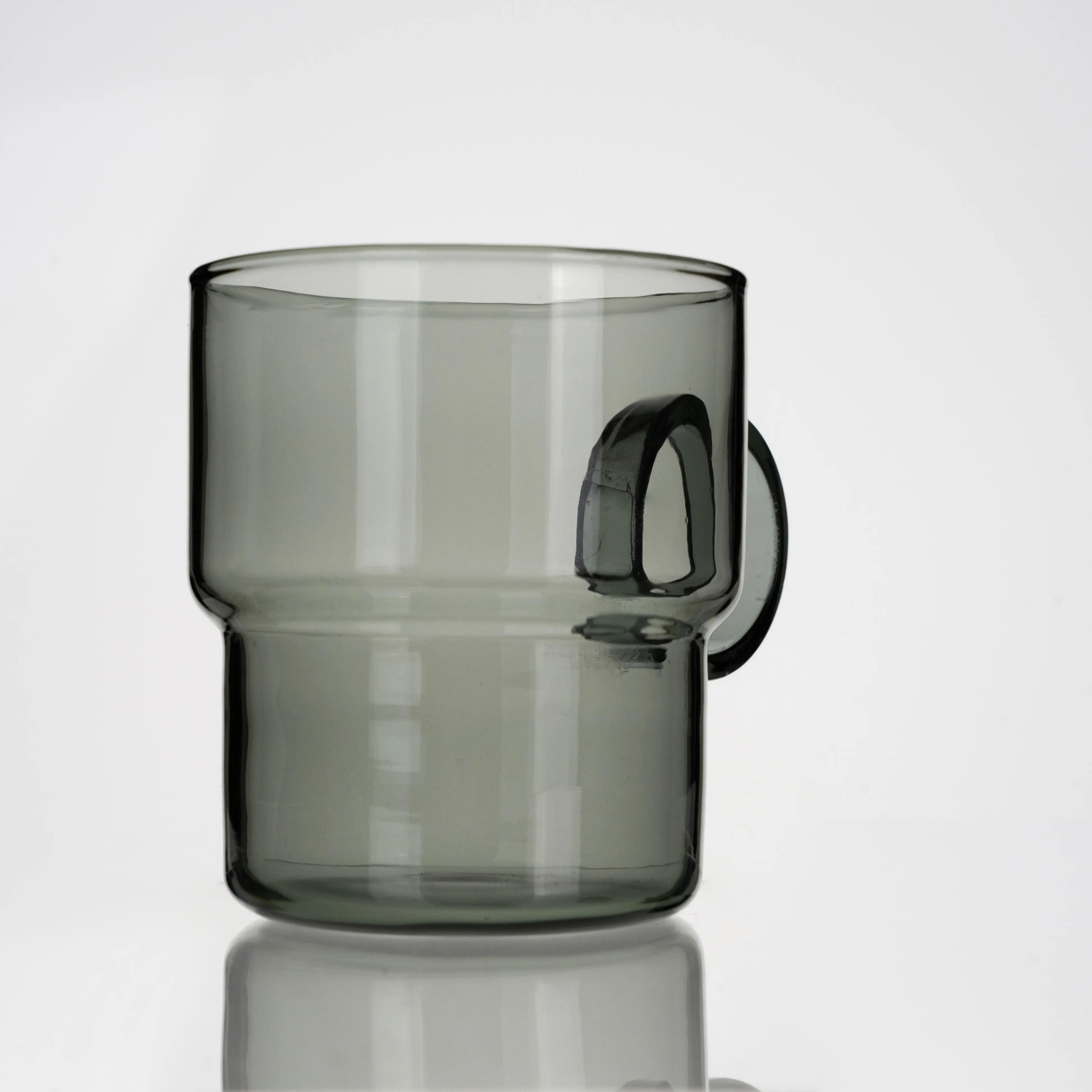 ספל קפה כוס תה זכוכית עם ידית עמידה בצבע חום עגול ועמיד בפני חום ערמה גביע גבוה בורוסיליקט