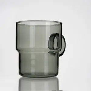 Copo de chá de vidro caneca com alça resistente ao calor cor redonda high-end empilhamento copo alto borosilicato