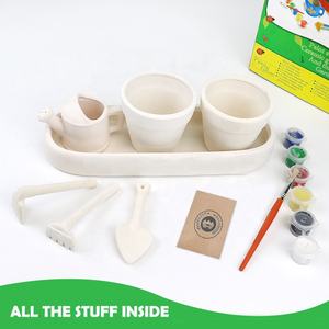 Macetas y jardineras de cerámica para niños, kit de cultivo, <span class=keywords><strong>pintura</strong></span> y plantas, Kit de herramientas DIY para jardín, juguetes de Arte y manualidades - Product Image 3
