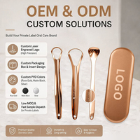 Kit de Nettoyage de Langue en Or Rose OEM ODM Marque Privée – Ensemble de Grattoirs en Acier Inoxydable Facile à Nettoyer avec Étui