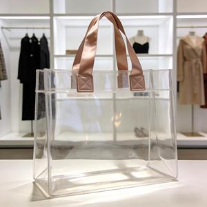 Sac fourre-tout en PVC transparent, imperméable, réutilisable, idéal pour un usage quotidien, les courses, les voyages, la plage, les trajets domicile-travail, le rangement, sac à main élégant et transparent - Product Image 2