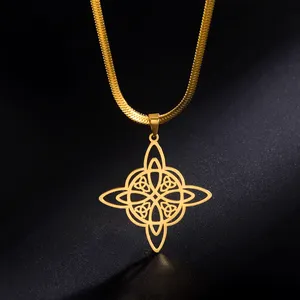 Phù Thủy Knot Vòng cổ thép không gỉ Celtic Knot Dây chuyền cổ điển phù thủy wiccan biểu tượng Mặt dây chuyền đồ trang sức