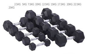 Haltère hexagonale noire en gros enduit Fitness Haltère hexagonale en caoutchouc avec logo personnalisé - Product Image 4