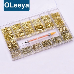 Oleeya – Boîte de strass fantaisie 3D en or de haute qualité pour nail art, décorations en cristal, strass en forme de pierre/strass en forme d'ongle, ensemble de strass Ki - Product Image 2