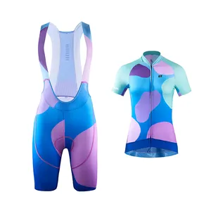 Hot Sublimation Cycling Jersey Wear Sportswear Women Breathable Quick Dry Gel Pad Cycling Wear For Lady