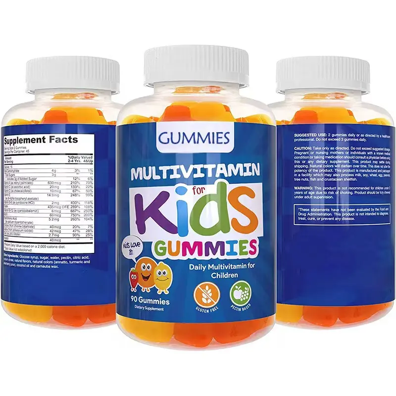 B1 vitamini B12 C D3 ile çocuklar için özel etiket OEM Vitamin takviyesi Multivitamin Gummies