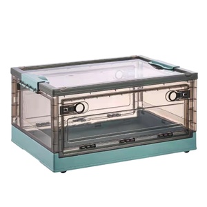 Đóng Mở Trong Suốt Nhựa Lưu Trữ Thùng Có Thể Gập Lại Hộp Bánh Xe Đồ Chơi/Vải/Snack/Home Sử Dụng Rắn Phong Cách <span class=keywords><strong>Stackable</strong></span> Rõ Ràng Nắp - Product Image 1