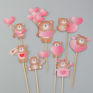Set di Decorazioni per Torte e Cupcake a Forma di <span class=keywords><strong>Orsetto</strong></span> in Carta per San Valentino - Accessori per Pasticceria - Product Image 4