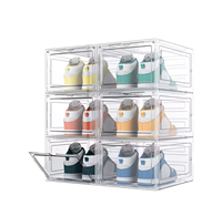 Lavinia Boîtes de rangement en plastique transparent pour baskets Type de tiroir carré en acrylique Étagère à chaussures magnétique Vente en gros Injection frontale