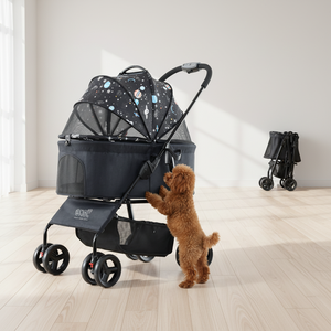 <span class=keywords><strong>Panier</strong></span> de rangement grande capacité, poussette pliable légère à 4 roues <span class=keywords><strong>pour</strong></span> animaux de compagnie, réglable et imperméable <span class=keywords><strong>pour</strong></span> chats et chiens - Product Image 1