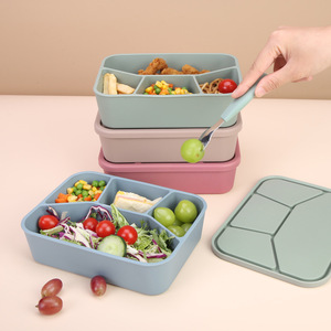 Lonchera de Silicona Rectangular con Separador para Adultos, Contenedor para Preparación de Comidas, Caja de Almacenamiento de Alimentos - Product Image 4