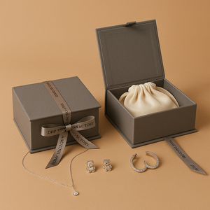 Emballage personnalisé pour bijoux en forme de livre, emballage rigide en carton, emballage cadeau en papier, boîte à bijoux avec ruban, boîte à bijoux en <span class=keywords><strong>lin</strong></span> - Product Image 1