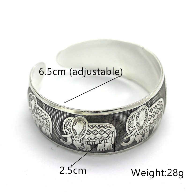 Bracelet Tibétain Ajustable En Alliage Argenté - Style Ethnique Boho, Filigrane, Longueur Réglable