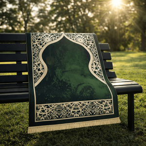 Tapis de prière islamique en flanelle, robuste, doux et pliable rapidement, pour les prières quotidiennes et les voyages à la mosquée - Product Image 3