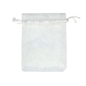 <b>White</b> Silk Drawstring Organza <b>Gift</b> <b>Bag</b> 7x9cm With Hot Stamping Custom Logo Pouch - Product Image 1