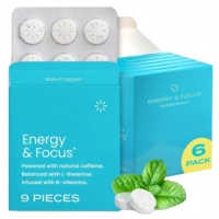 Bonbons énergétiques à la menthe rafraîchissante populaires avec L-théanine et vitamines B pour favoriser la vigilance, complément mental quotidien