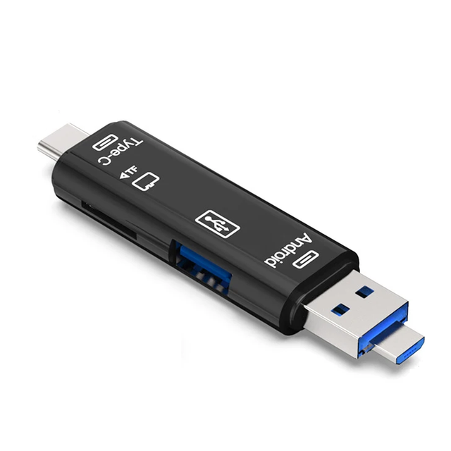 USB to USB C OTG Adapter TF Card Reader Card Reader 5 in 1 Adapter