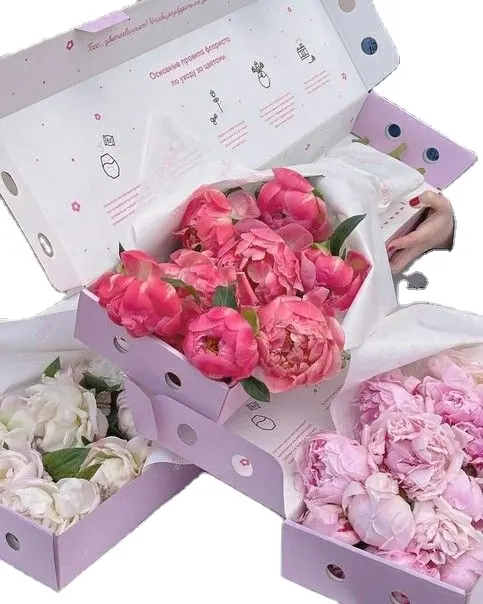 Scatole floreali con Logo personalizzato scatole di consegna fiori in cartone ondulato riciclato