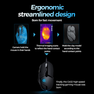 Logitech G402 Hyperion Fury Wired Gaming <b>Mouse</b> 4000 DPI 8 Programmable Buttons 3200 FPS Tracking Lightweight Ergonomic - Product Image 4