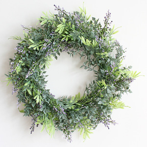 Guirnalda de Navidad de limón de hortensia de eucalipto artificial para arte de pared de puerta delantera y decoración de otoño invierno coronas y guirnaldas decorativas - Product Image 4