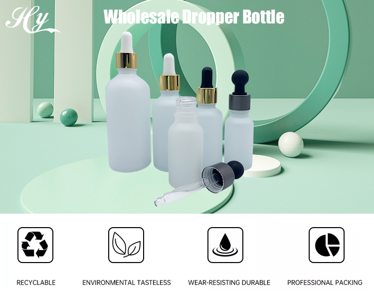 Frosted Matte Skincare Serums Cosmetic Dropper Bottles BPA Free