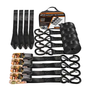 Heavy Duty 4pk 1 pollice Cargo ancoraggio cintura a cricchetto legare verso il basso le cinghie di ancoraggio con serratura di sicurezza S ganci