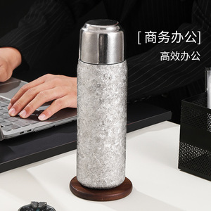 Pure Titanium Insulated Cup Double Wall Travel Water <b>Bottle</b> With Tea Strainer For Men Women Gift Box Packaging - Product Image 2