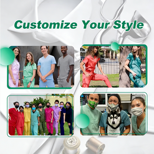 Ensemble d'uniformes médicaux personnalisés pour hommes, vente en gros, tenues d'infirmiers, uniformes d'hôpital, ensembles de blouses médicales bleues infroissables, faciles d'entretien - Product Image 6
