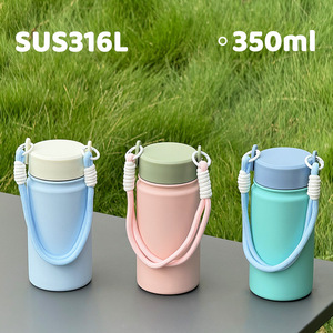 Botella de Vacío de Acero Inoxidable SUS316L de Lujo de 350ml 2026, Venta al por Mayor, Mini Termo Pastel con Logotipo Personalizado y Asa de Paracord, Libre de BPA - Product Image 3