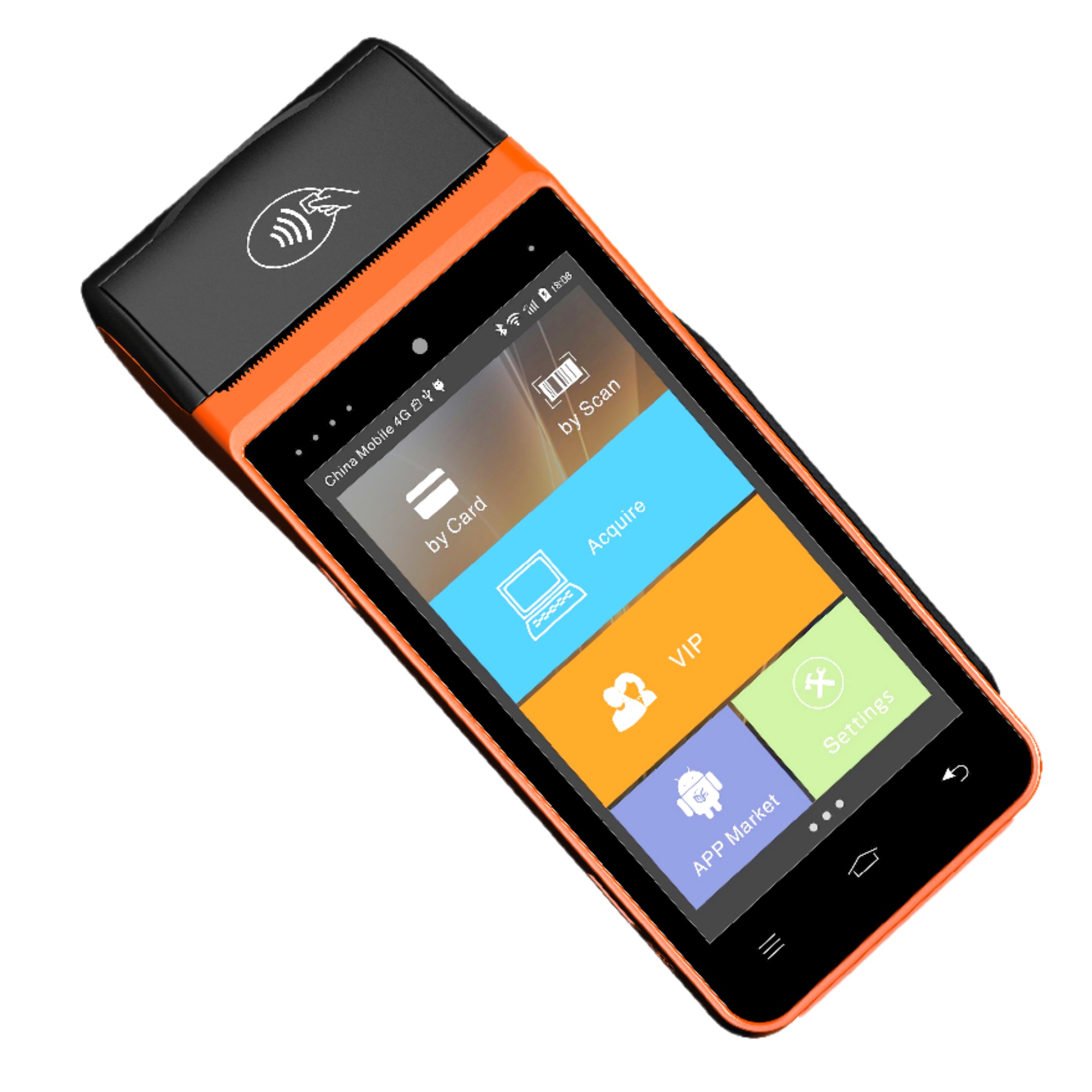 4G Bluetooth WiFi Android POS терминал NFC QR-код ридер USB магнитная карта IC чип Встроенный термопринтер для кредитных карт