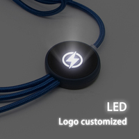 Câble de charge USB-C/Type-A 3-en-1 en nylon personnalisé OEM de 1,2 m avec logo LED pour téléphones mobiles iOS et Android - Vente en gros pour cadeaux