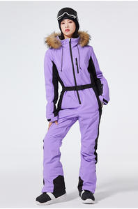 Combinaison <span class=keywords><strong>de</strong></span> <span class=keywords><strong>ski</strong></span> d'hiver pour femme, respirante, écologique, isolée, coupe ajustée, imperméable, coupe-vent, à capuche, avec fermeture éclair - Product Image 3