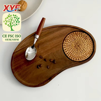 Plateau multifonctionnel en bois massif en forme de noix de cajou, fait main, durable, de qualité alimentaire, pour la maison, design minimaliste