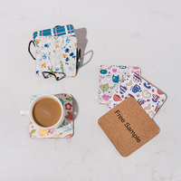 Sous-verres en MDF écologiques avec support en liège, antidérapants, durables, surface résistante à la chaleur pour tasses à café et à thé, usage domestique, cuisine, bureau