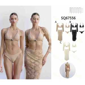 Nuovo Bikini Sexy da Donna 2 Pezzi, Costume da Bagno Estivo da Spiaggia con Top Imbottito Halter e Slip a Vita Alta con Laccetti Laterali SQ67556 - Product Image 1