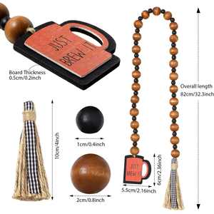 Guirnalda de cuentas de madera rústica personalizada con borla para cafetería y decoración de bandeja escalonada de granja - Product Image 2