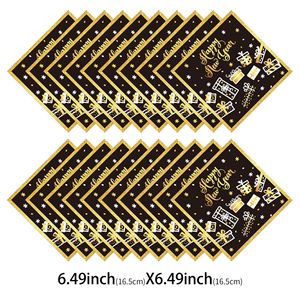 Nuovo Arrivo <span class=keywords><strong>2026</strong></span> Set di Stoviglie Monouso a Tema Felice Anno Nuovo Nero e Oro, Piatti di Carta, Tovaglioli, Tovaglia per Feste - Product Image 5