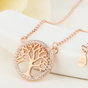 925 en argent sterling diamant faminly arbre de vie collier femmes - Product Image 2